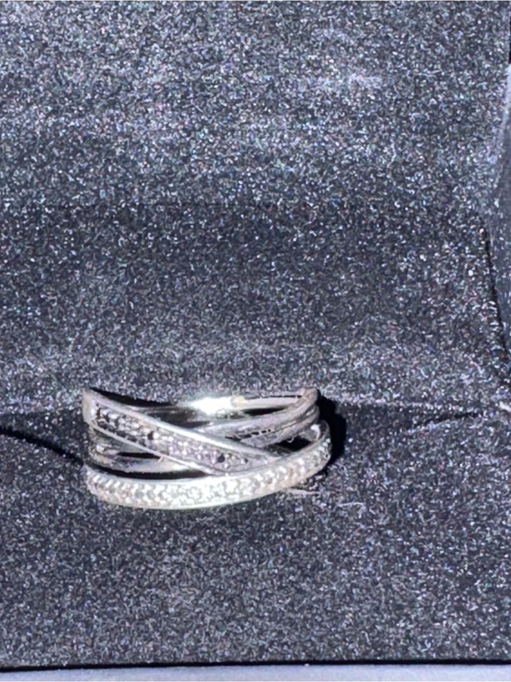 Kay Jewelers Silver Crisscross Pave Ring